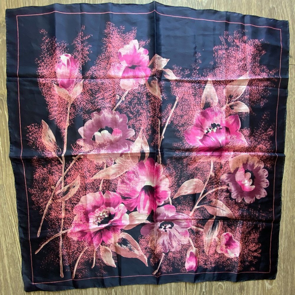 Vintage Zensi Square Scarf 29" x 29" 100% silk